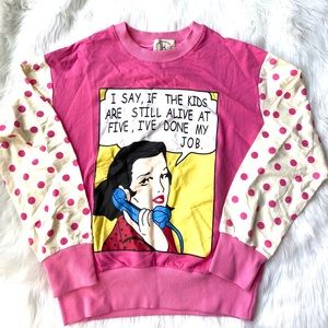 NEW Pink polka dots Funny Text sweater